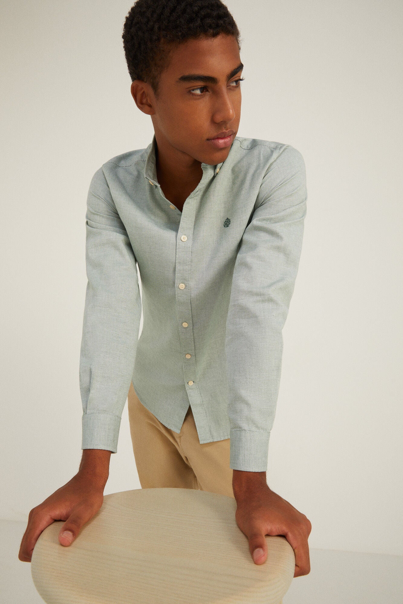Textured colour shirt (Regular Fit) - Green