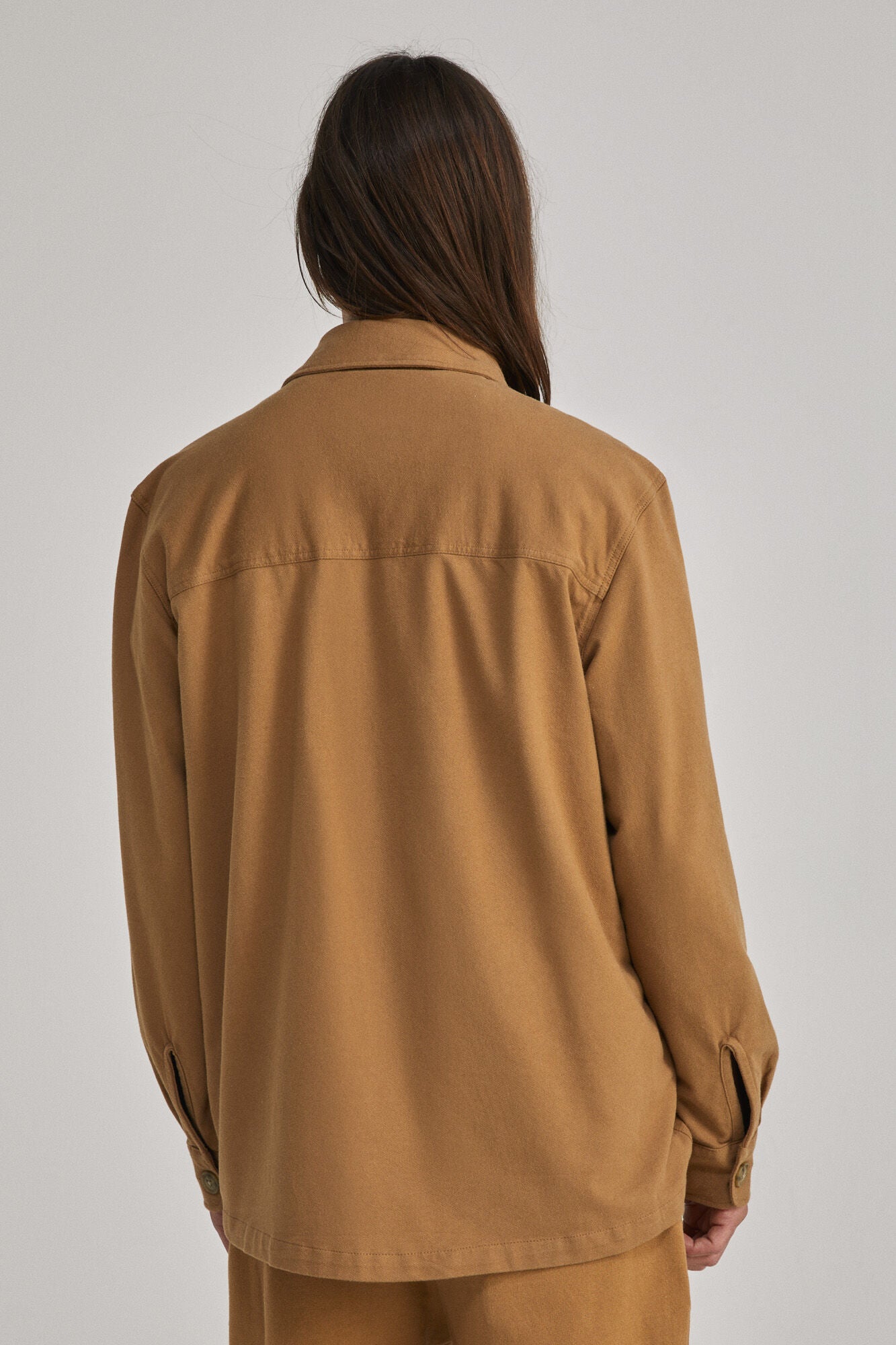 Cotton jersey-knit overshirt - Brown