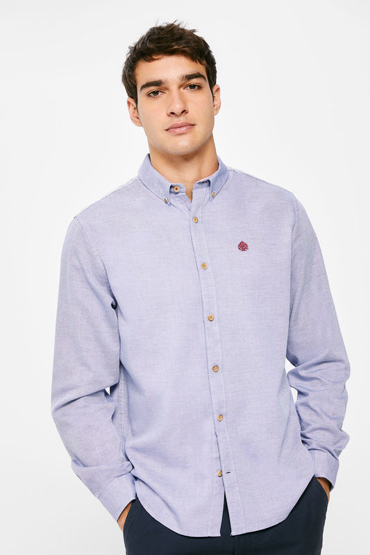Textured colour shirt (Regular Fit) - Blue