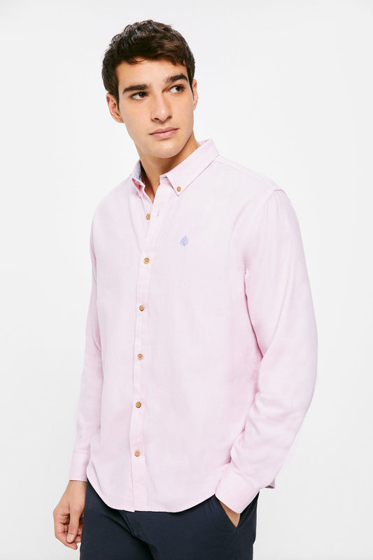 Textured colour shirt (Regular Fit) - Pink