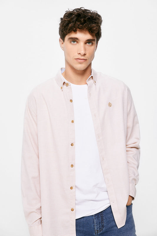 Textured colour shirt (Regular Fit) - Beige