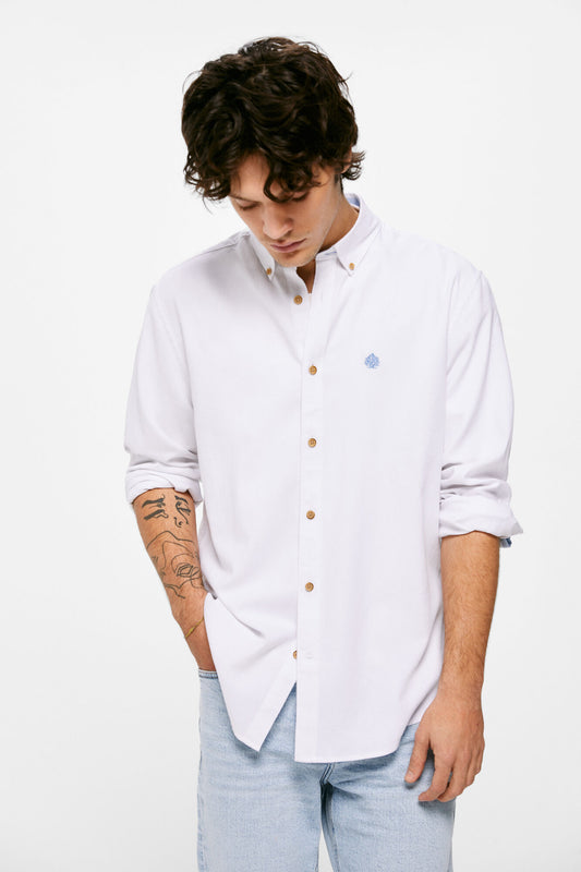 Textured colour shirt (Regular Fit) - White
