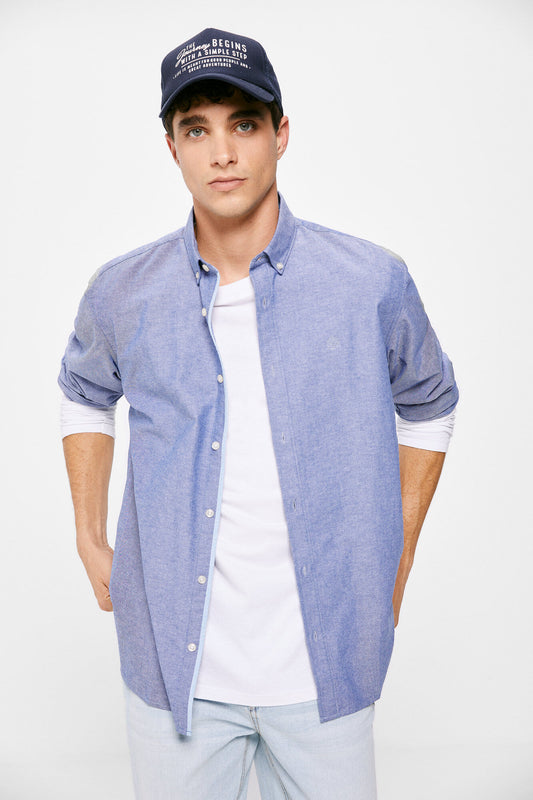 Pinpoint coloured shirt (Custom Fit) - Blue