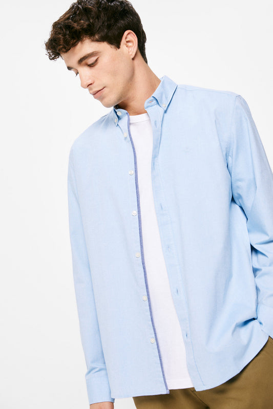 Pinpoint coloured shirt (Custom Fit) - Light Blue