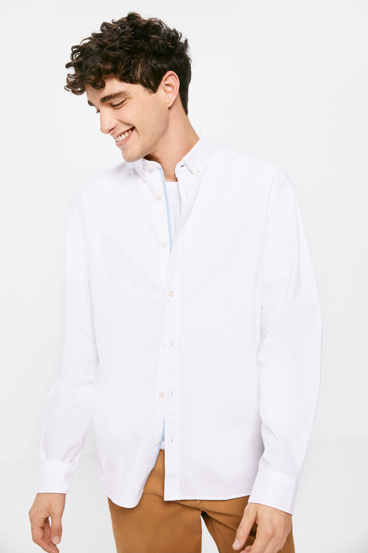 Pinpoint coloured shirt (Custom Fit) - White