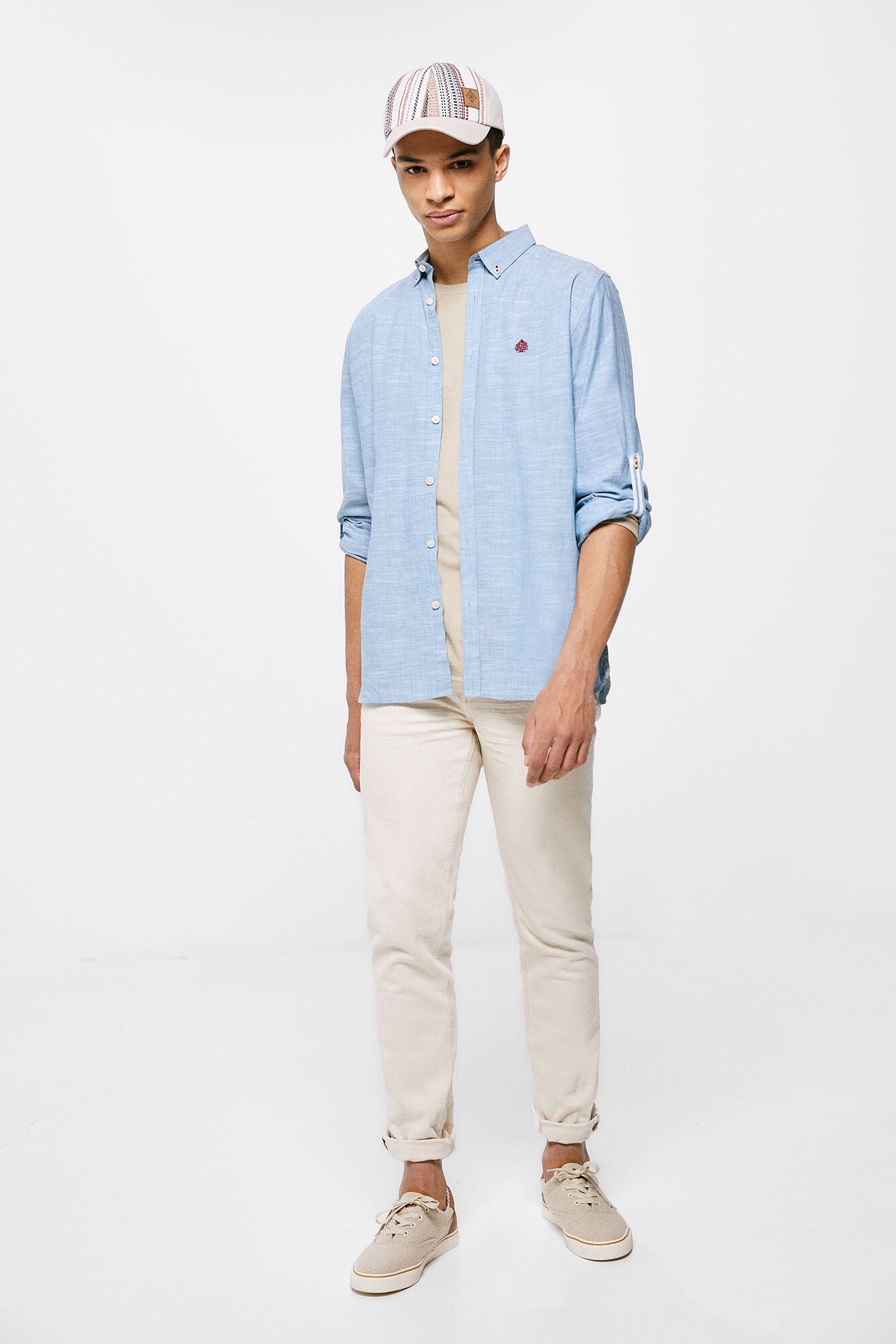 Coloured lightweight shirt (Custom Fit) - Blue