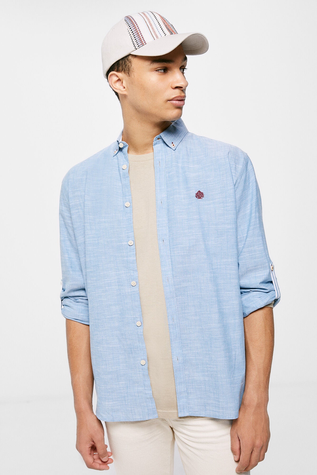 Coloured lightweight shirt (Custom Fit) - Blue