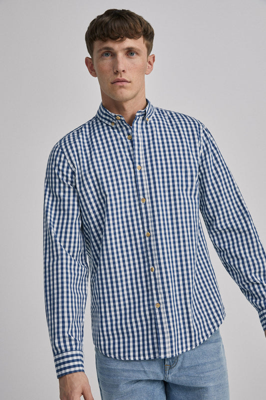 Gingham Checked Shirt (Regular Fit) - Blue