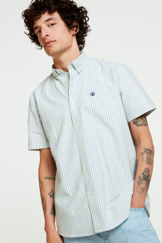 Oxford Short Sleeve stripe shirt (Regular Fit) - Green