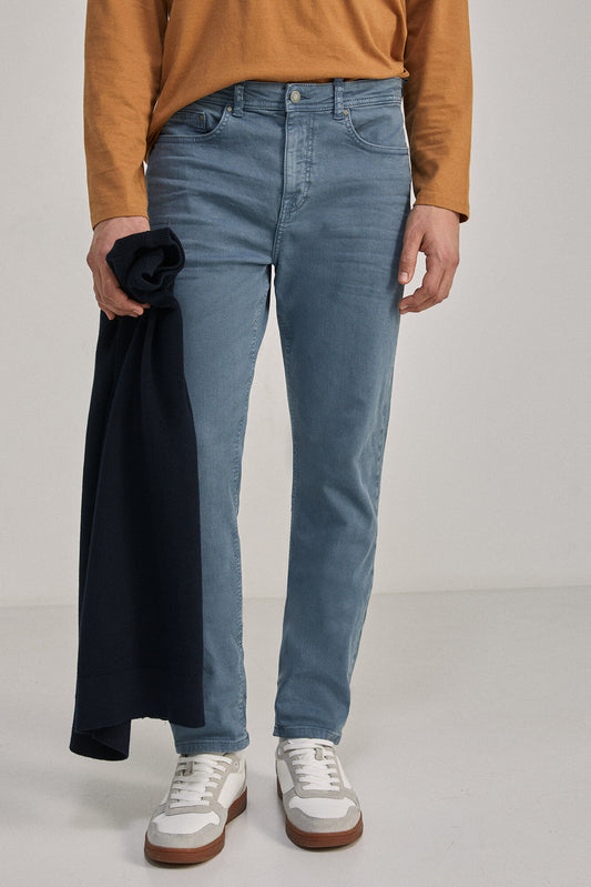 Ash Blue Cotton Sport Trouser with 5 pockets