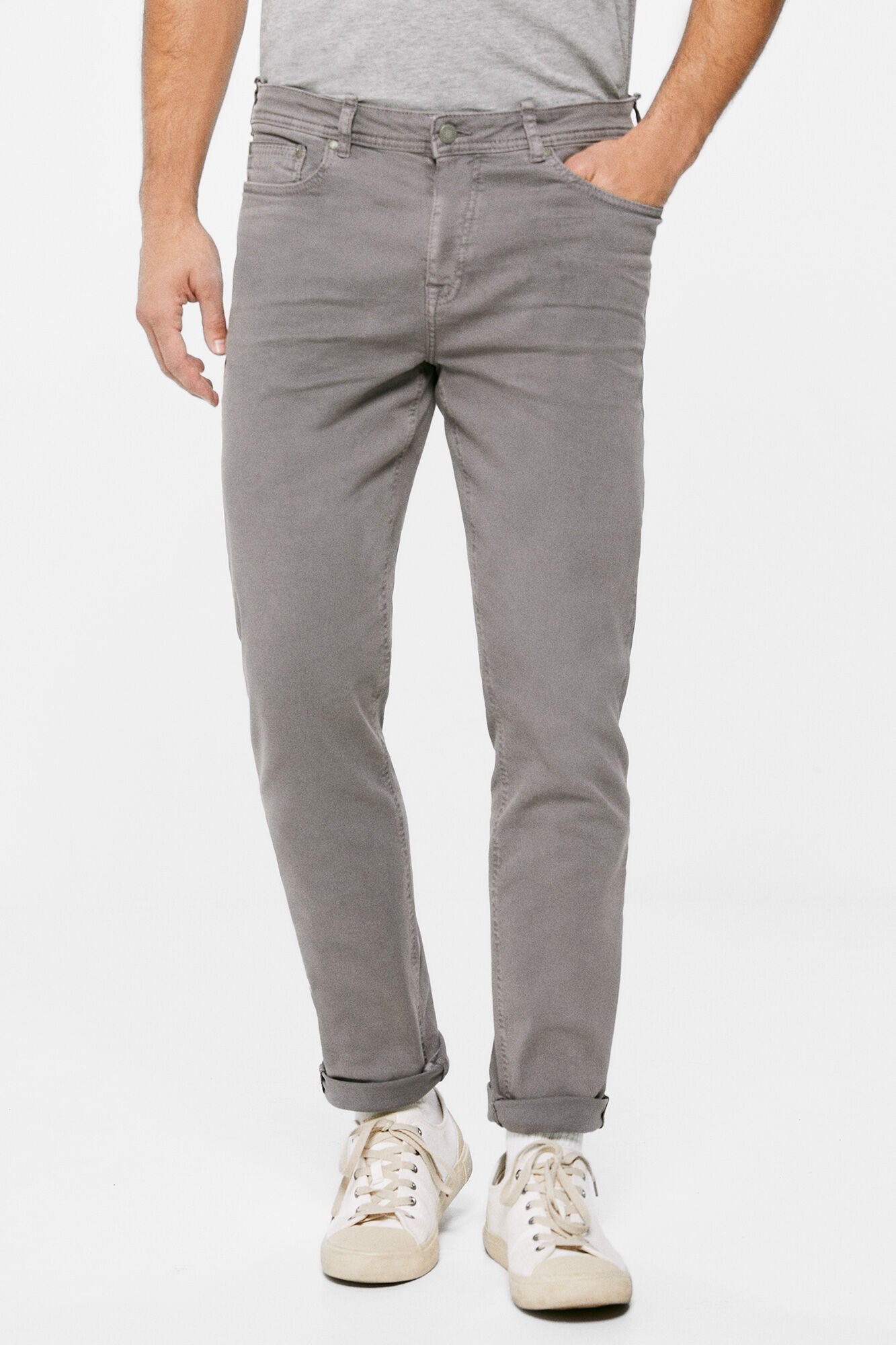 Ash Grey Cotton Sport Trouser with 5 pockets