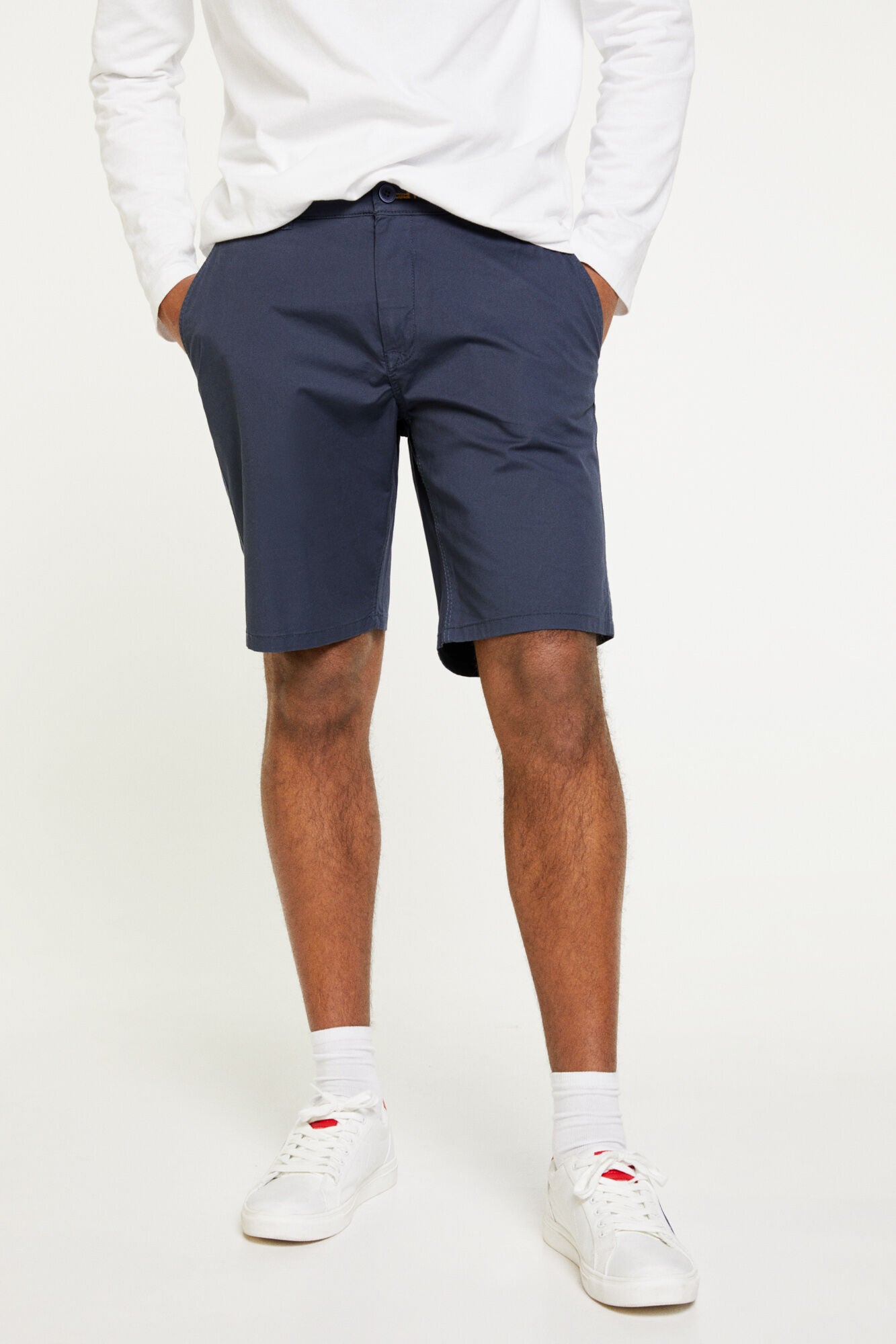 Navy Blue Plain Bermuda Shorts