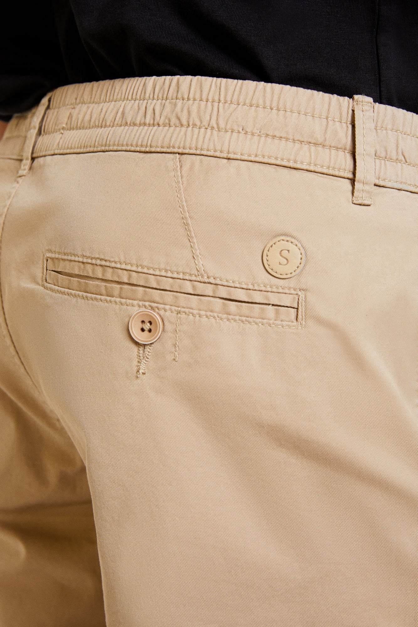 Beige Plain Bermuda Shorts