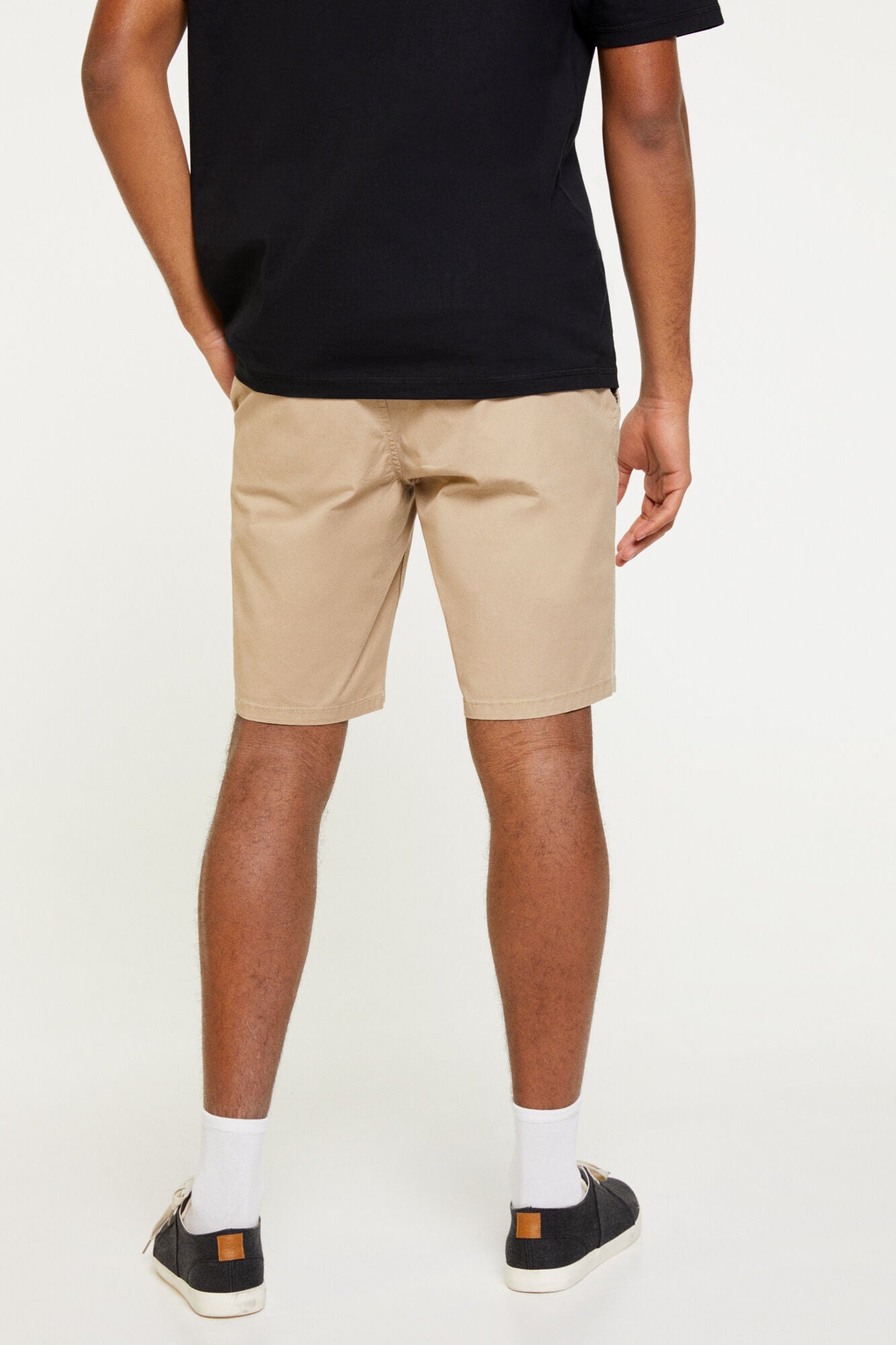 Beige Plain Bermuda Shorts
