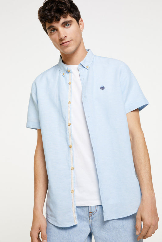 Short Sleeve linen shirt (Regular Fit) - Blue