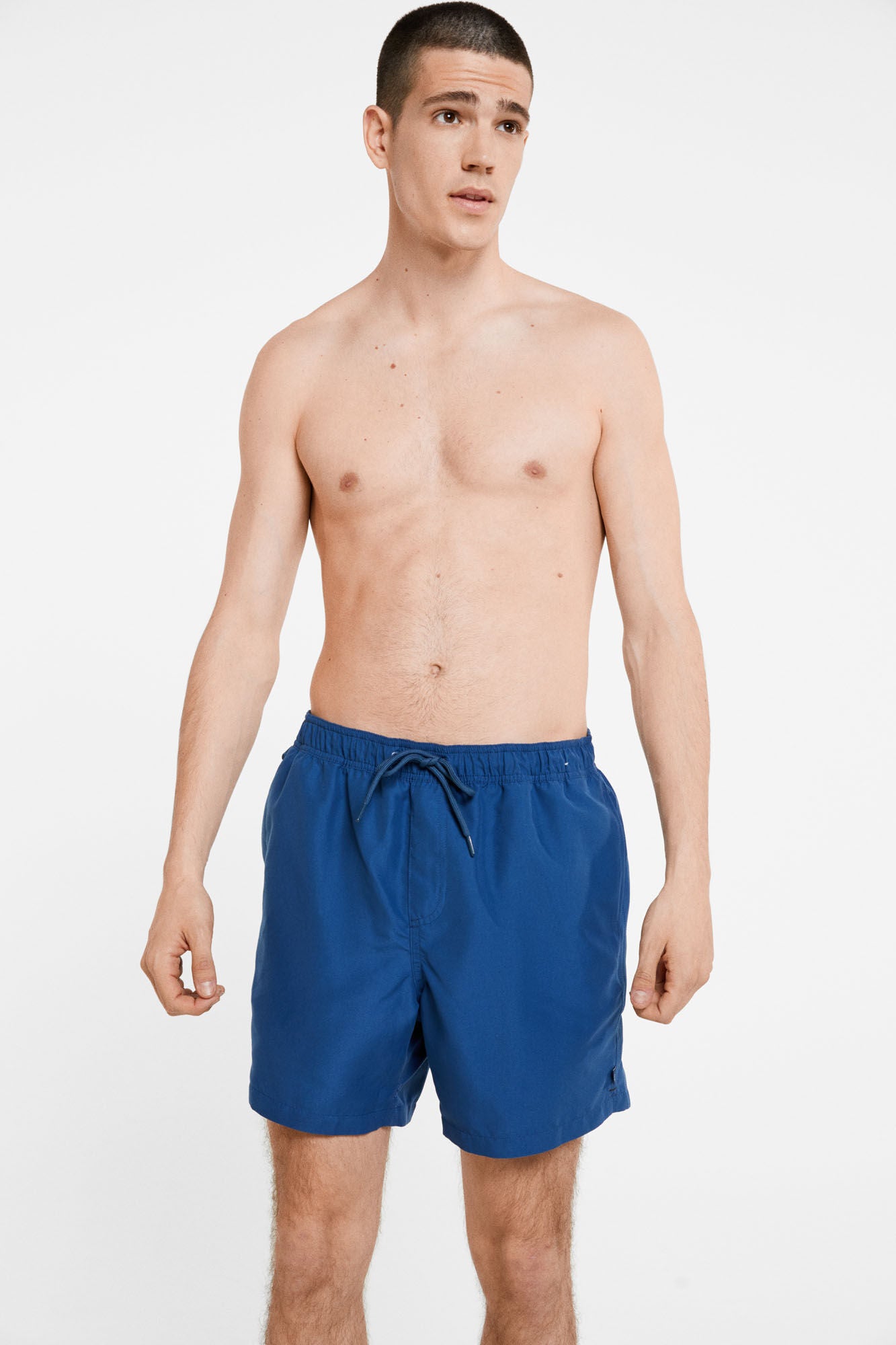 Dark Blue Monochrome Plain Swim Shorts