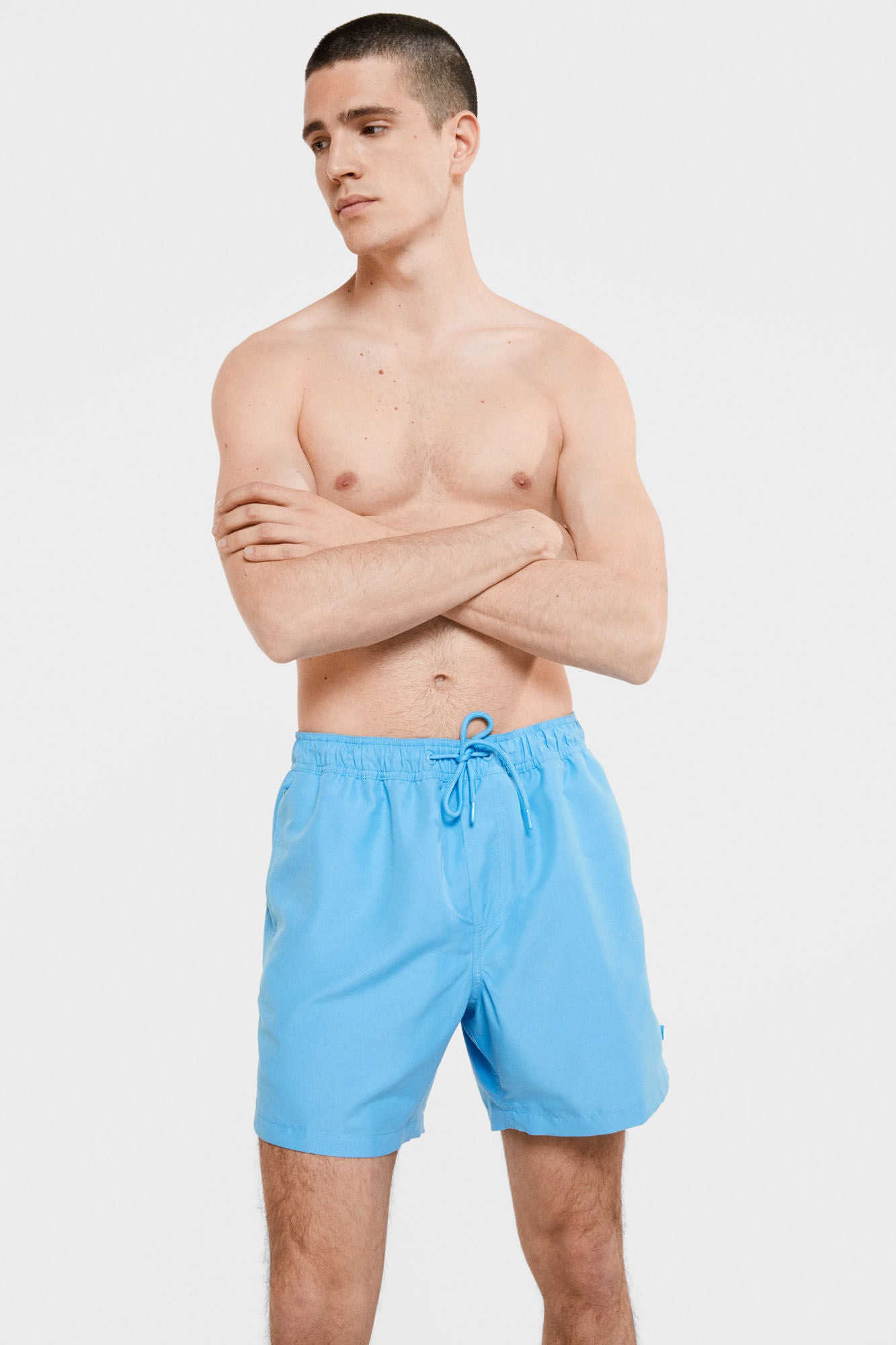 Mint Blue Monochrome Plain Swim Shorts
