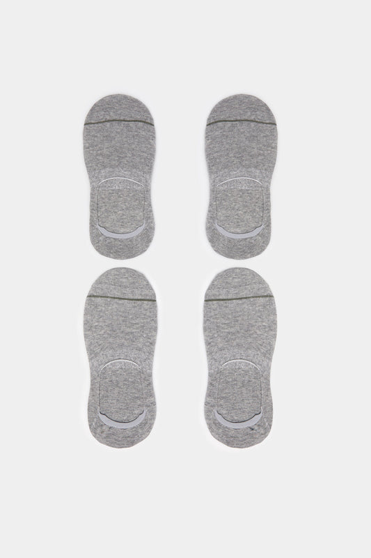 Grey Plain Invisible Fancy Socks - 2 Pairs