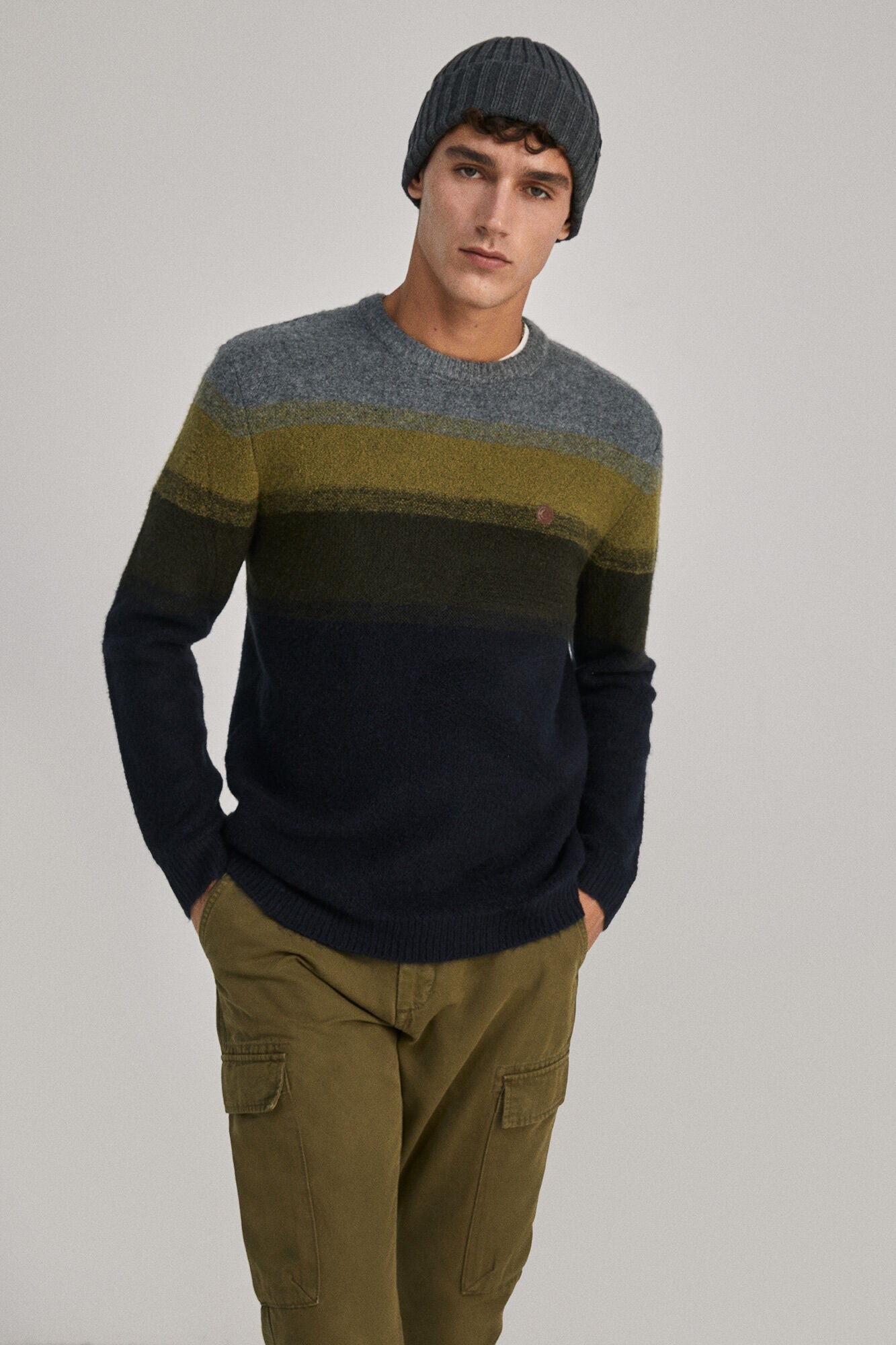 Jumper with faded stripes
