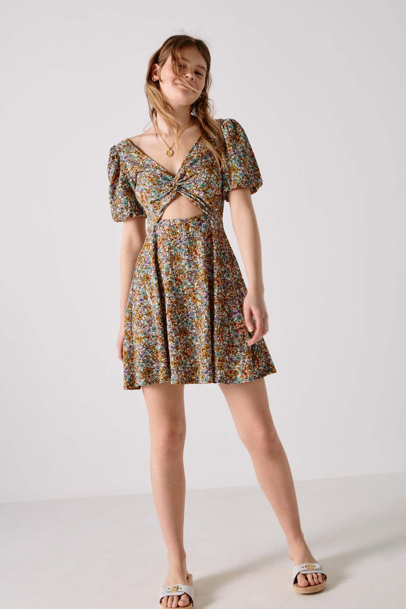 Printed Short Cut-Out Dress