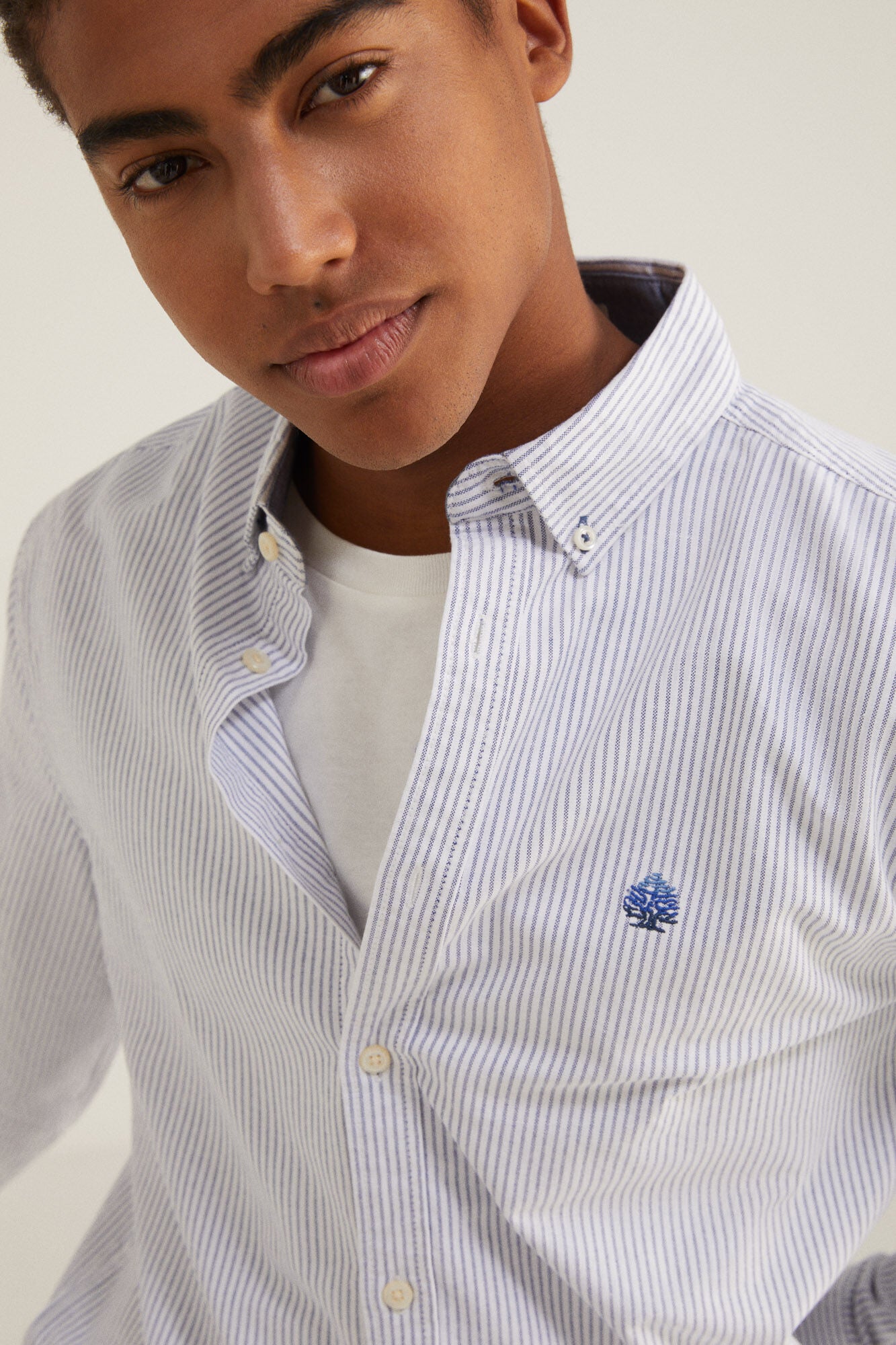 Long Sleeve Sport Casual Shirt stripes (Regular Fit) - Blue
