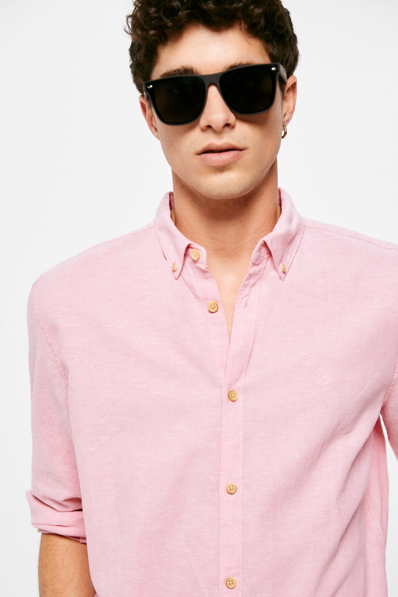Colour linen shirt (Regular Fit)  - Pink