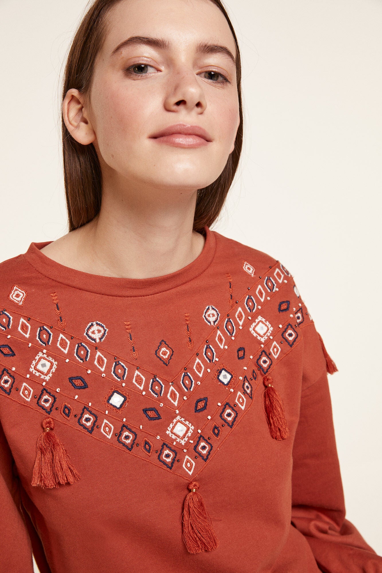 Ethnic Embroidered Sweatshirt