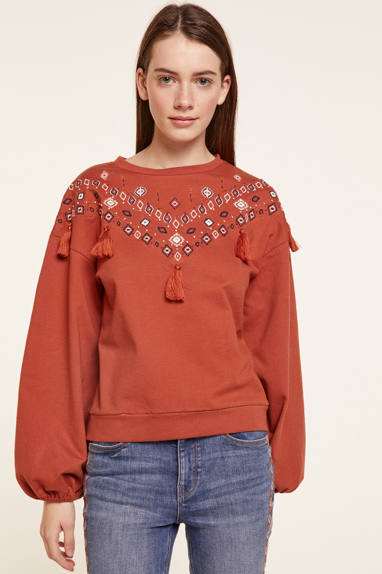 Ethnic Embroidered Sweatshirt