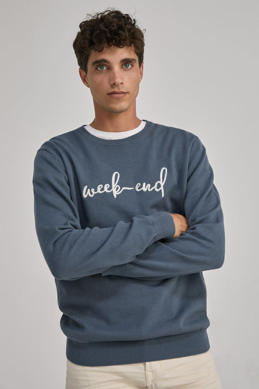 Jumper with embroidered slogan
