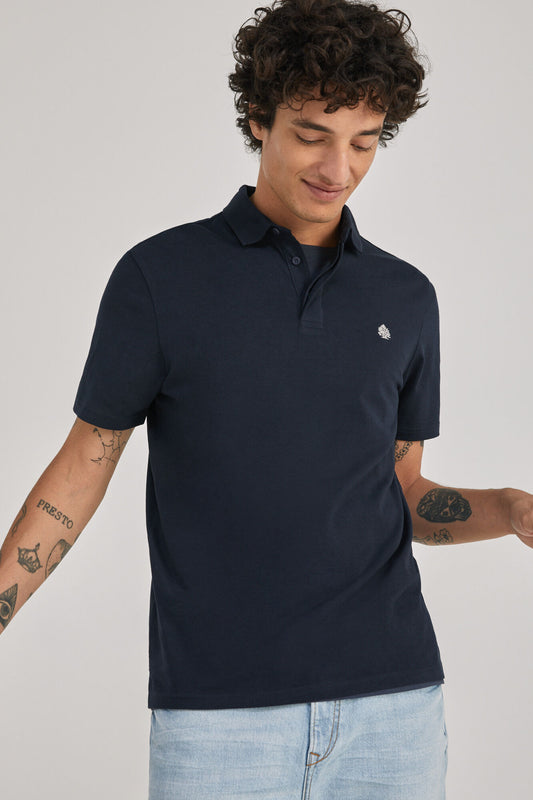 Polo shirt with hidden placket (Slim Fit) - Navy