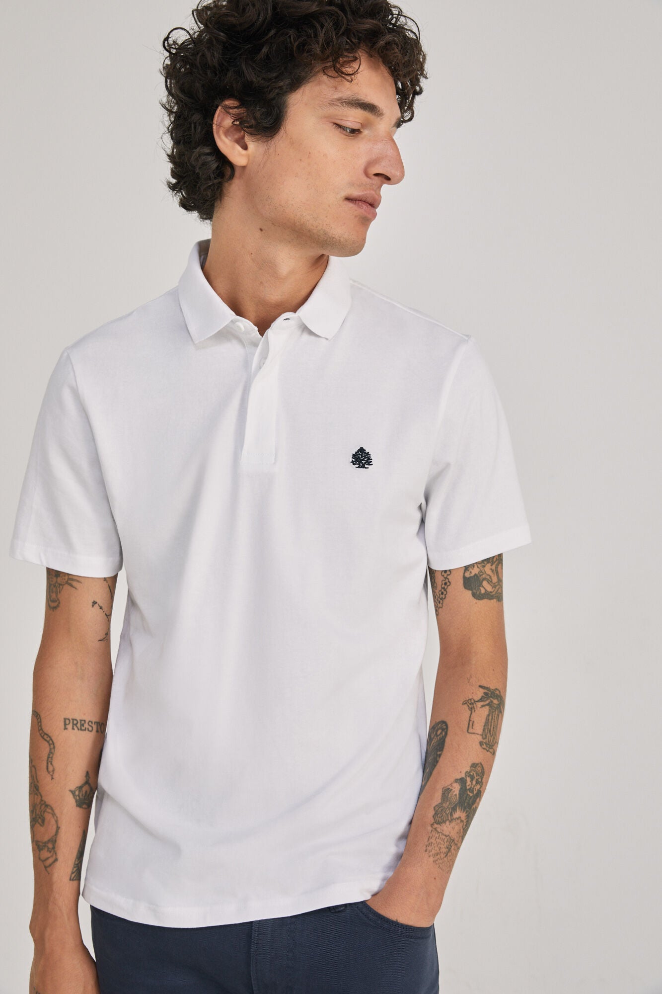 Polo shirt with hidden placket (Slim Fit) - White