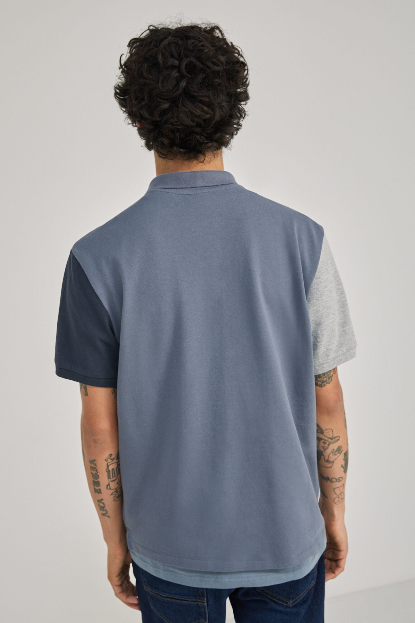 Contrast Block piqué polo shirt (Regular Fit) - Blue