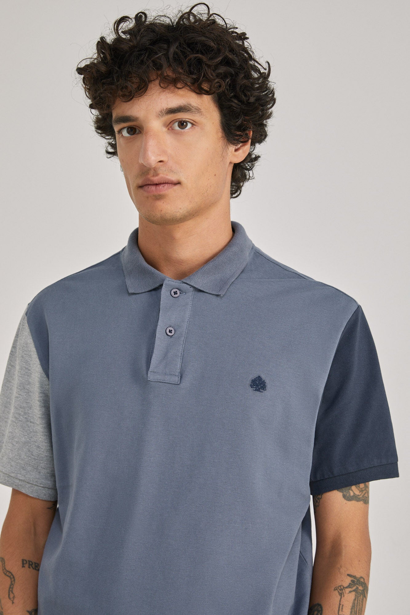 Contrast Block piqué polo shirt (Regular Fit) - Blue
