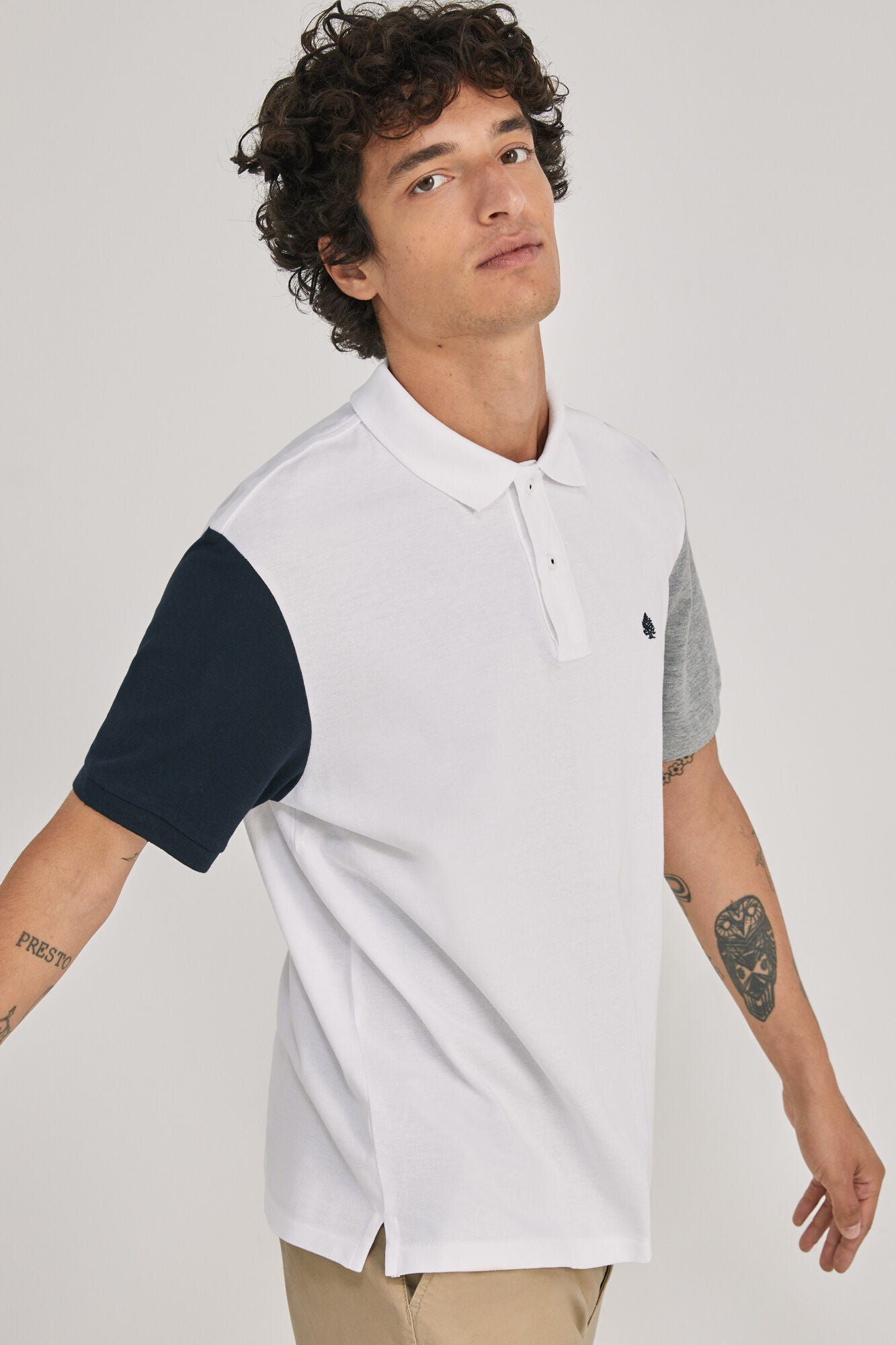 Contrast Block piqué polo shirt (Regular Fit) - White