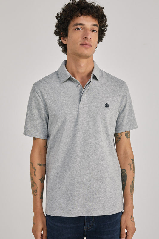 Essential Pique polo shirt with hidden Pocket (Slim Fit) - Grey