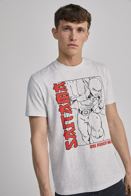 White One Punch Printed T-Shirt