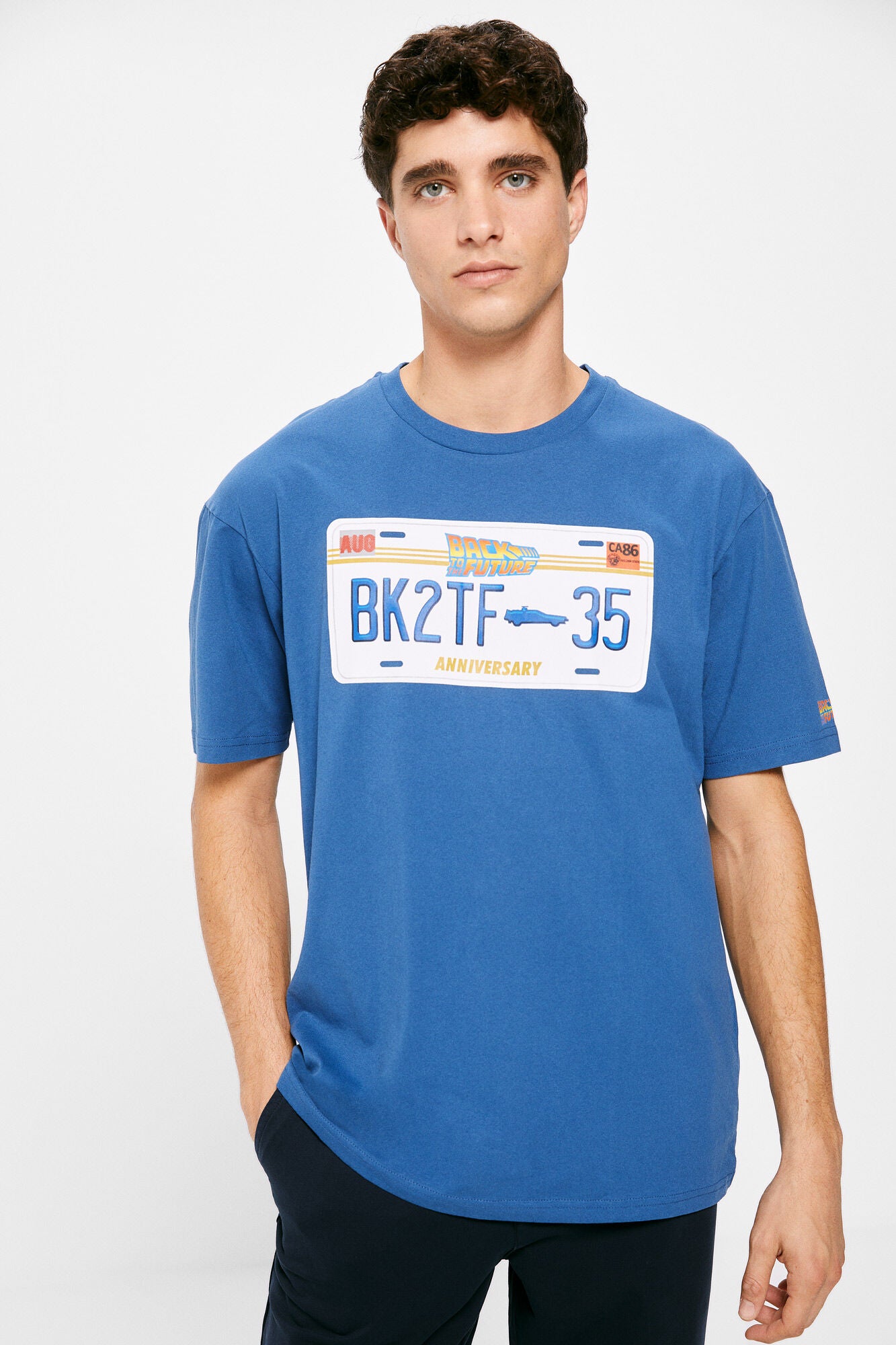 Back in Future Blue Printed T-Shirt