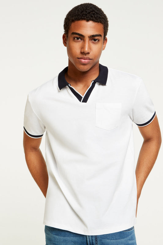 Piqué polo shirt with resort collar (Regular Fit) - White
