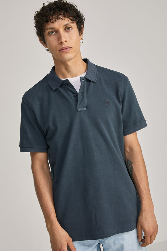 Garment-dyed piqué polo shirt (Regular Fit) - Blue