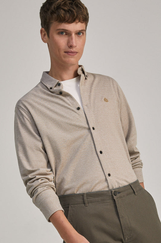 Jersey-knit shirt (Comfort Fit) - Beige