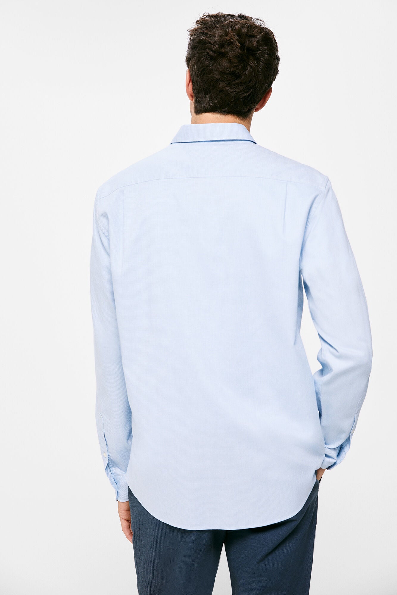 Textured colour shirt (Custom Fit) - Light Blue