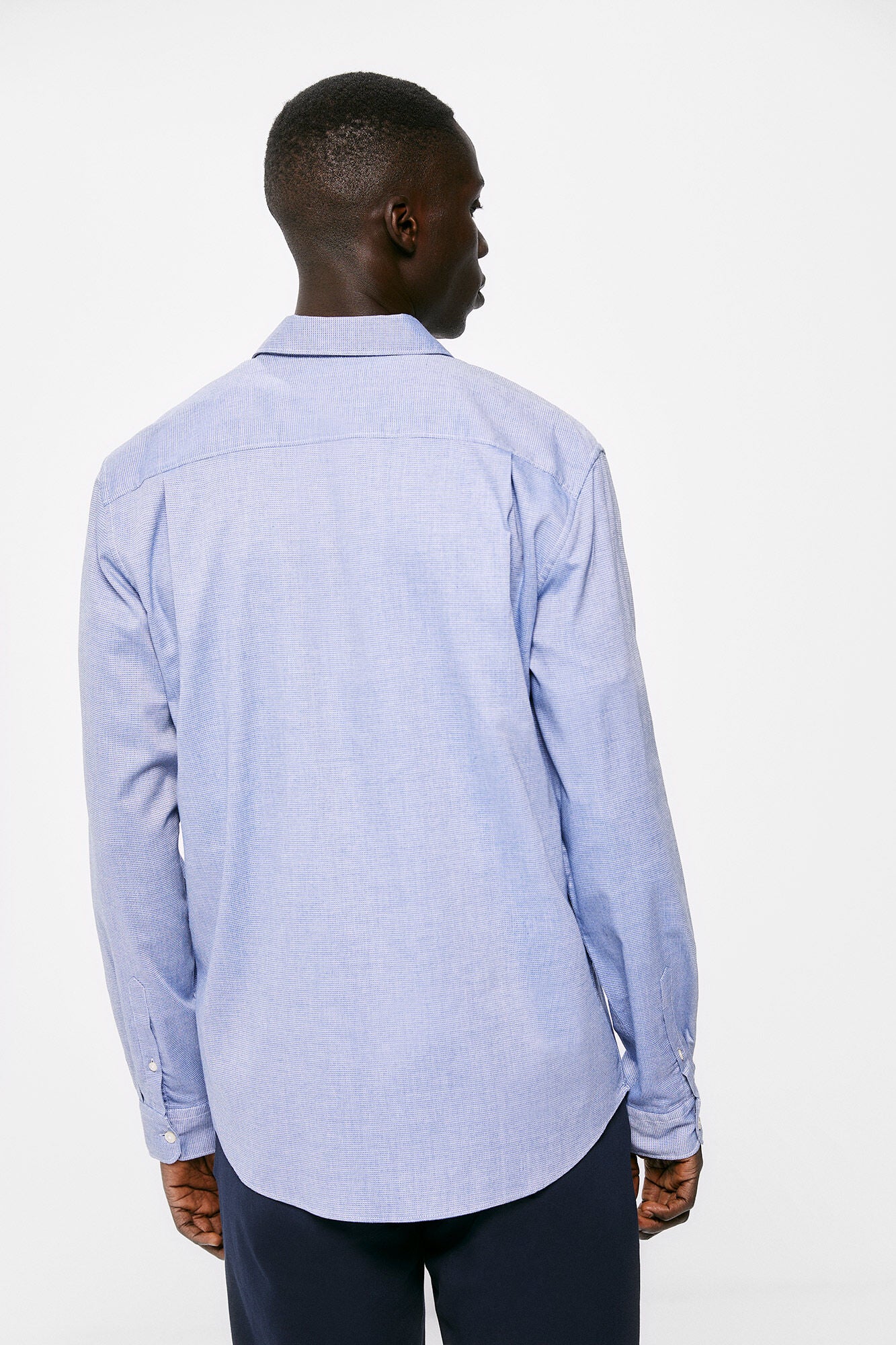 Textured colour shirt (Custom Fit) - Blue