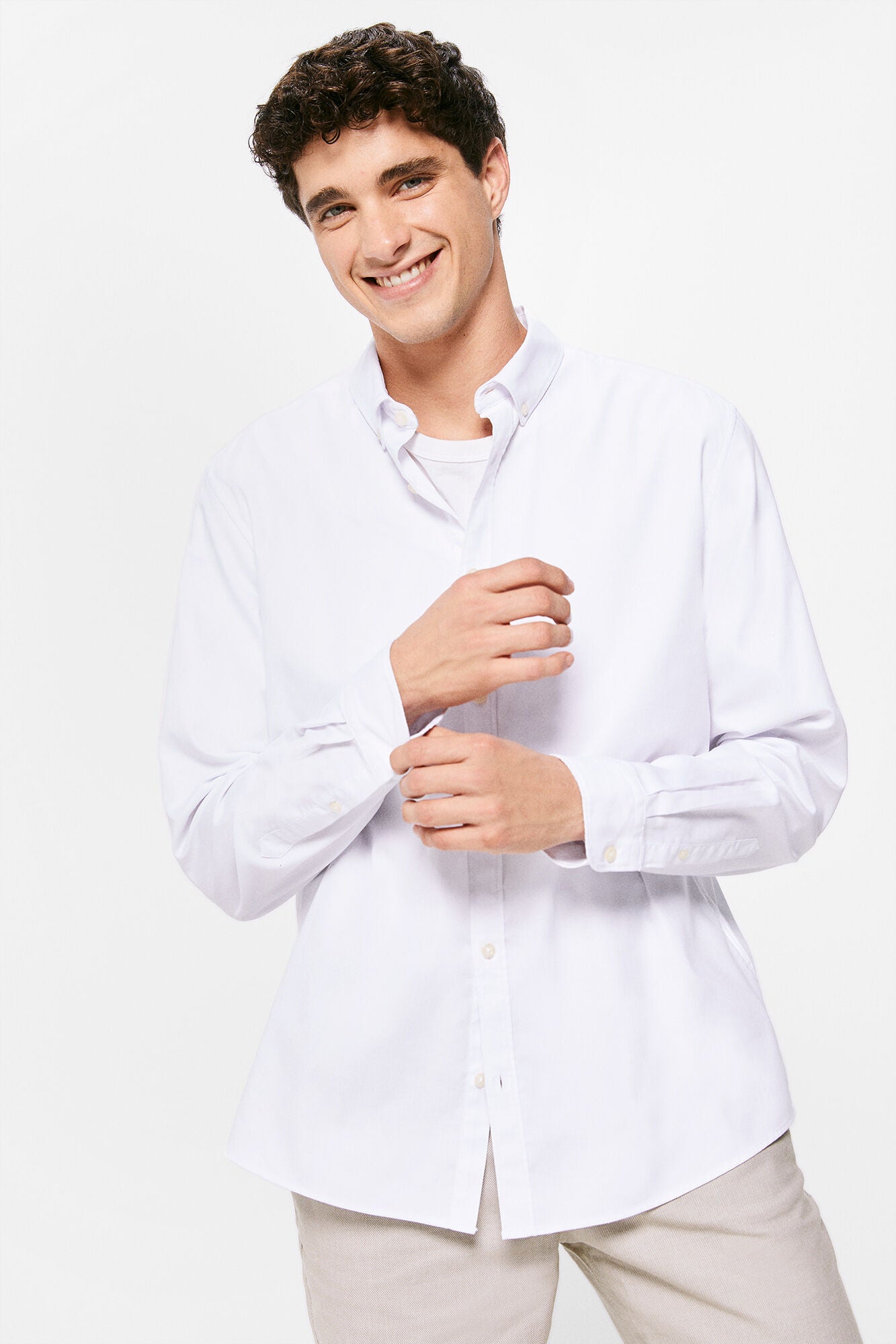 Textured colour shirt (Custom Fit) - White