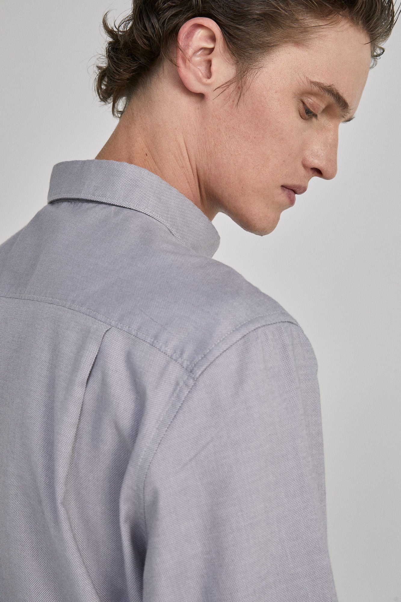 Textured shirt (Custom Fit) - Grey