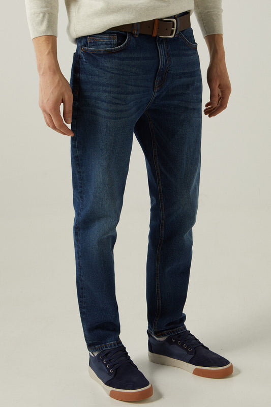 Medium-dark wash comfort slim fit jeans