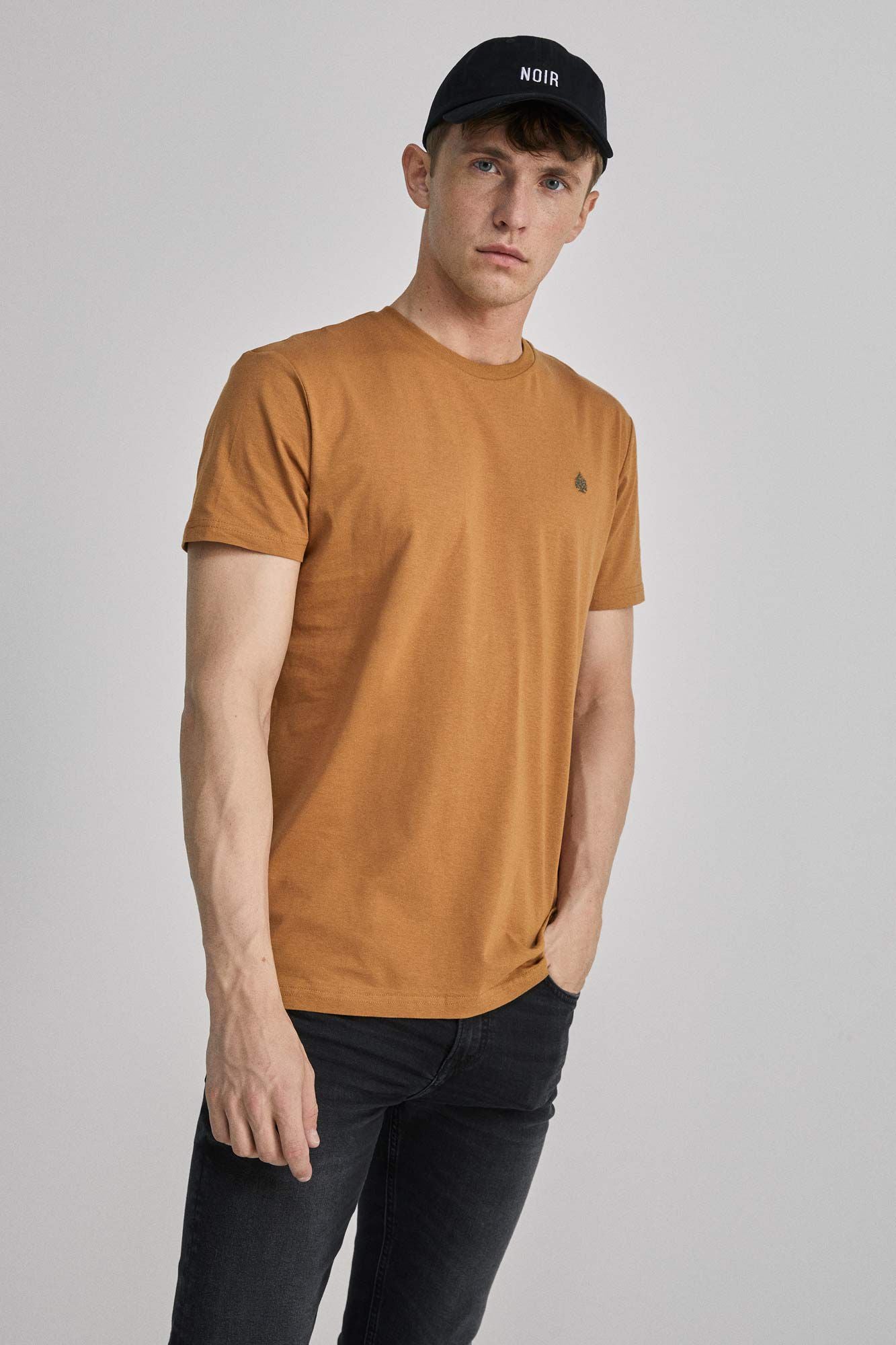 Brown Round Neck Essential T-shirt