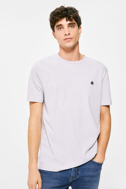 Grey Round Neck Basic T-Shirt