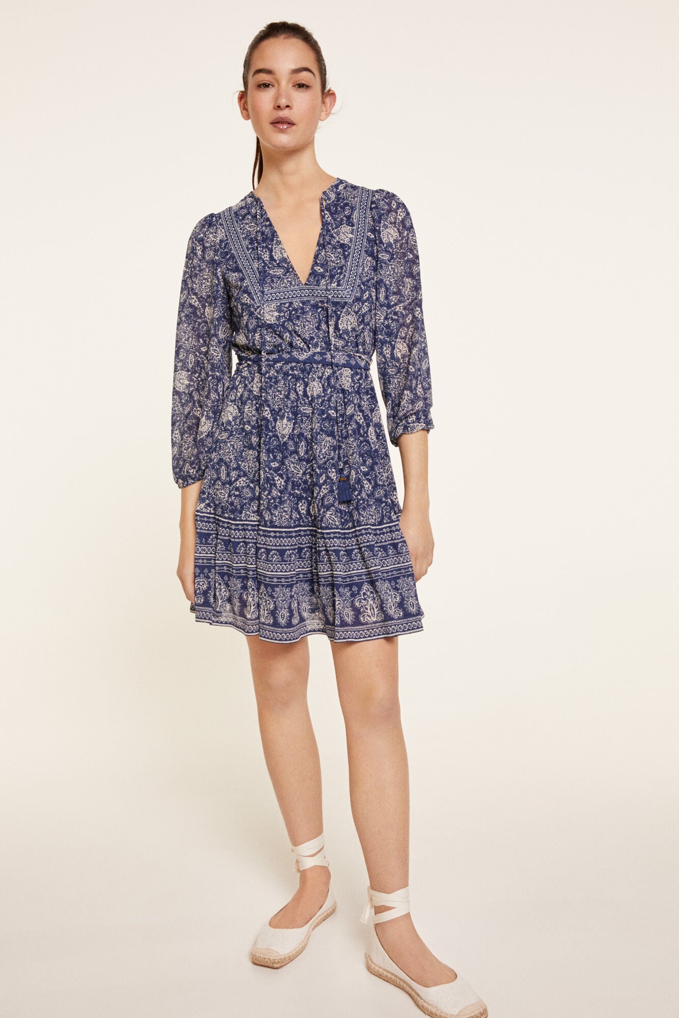 Short Floral Dress with Borders